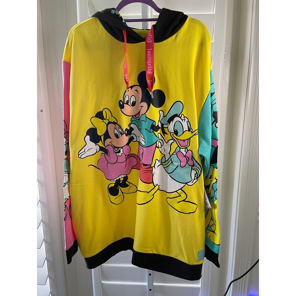 Loungefly Disney Mickey Mouse and Friends Yellow Hoodie NEW Unisex XL